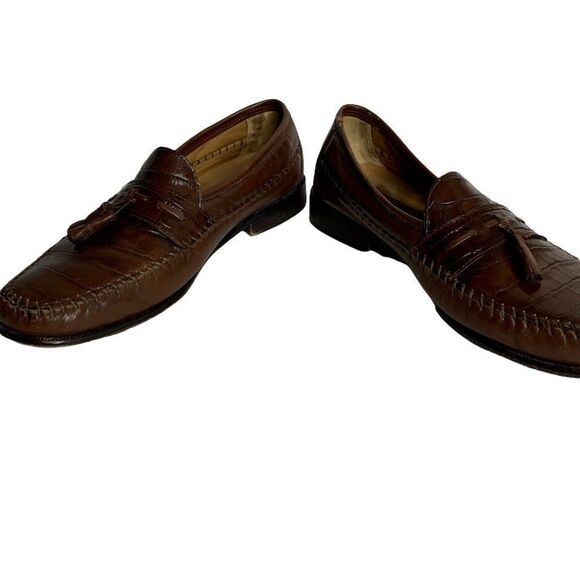 Florsheim Pisa Moc Toe Tassel Dress Loafers 9.5D Cognac Crocodile Print Leather main image 4